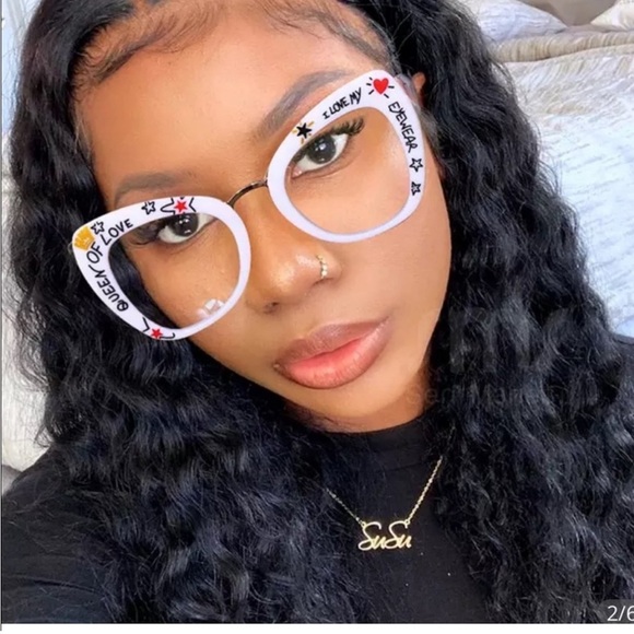 Stylish White Graphic Glasses - Picture 1 of 1